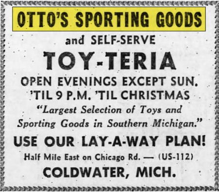 Ottos Sporting Goods - Dec 4 1958 Ad